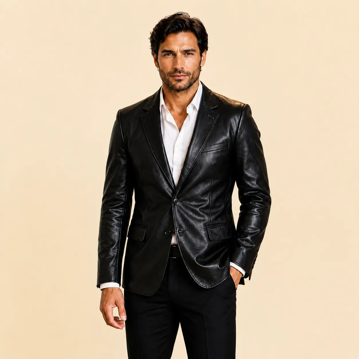 Men's genuine lambskin leather blazer